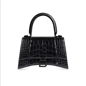 Balenciaga Women's Hourglass Small Bag Crocodile Embossed